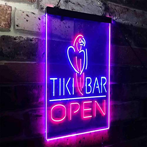 Parrot Tiki Bar Open LED Light Sign - LED Gift Works