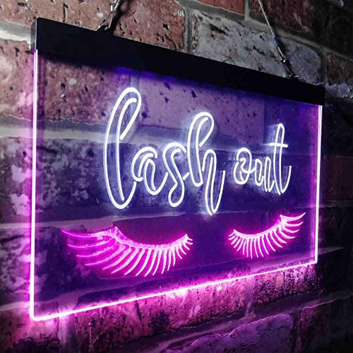 Eyelashes Lash Out Girl Room Beauty Decor LED Light Sign - Way Up Gifts