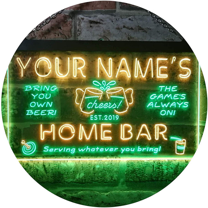 Personalized Beer Cheers Home Bar LED Light Sign - Way Up Gifts