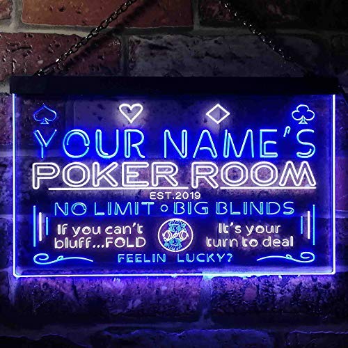 Personalized Poker Room LED Light Sign - Way Up Gifts