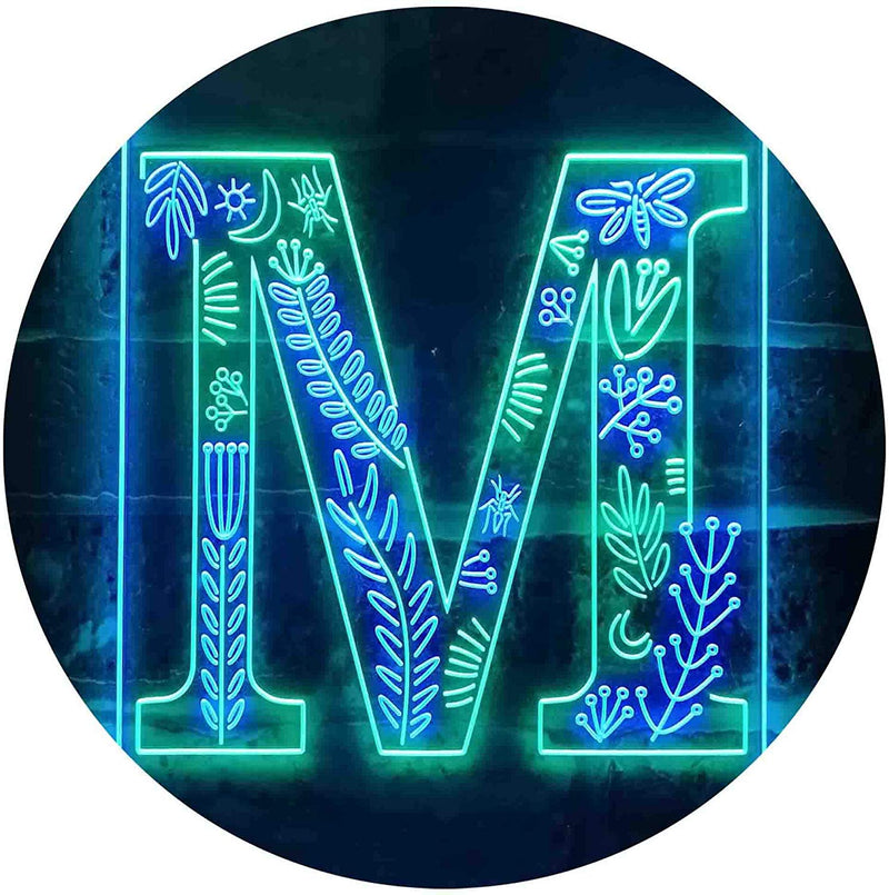 Family Name Letter M Initial Monogram LED Light Sign - LED Gift Works