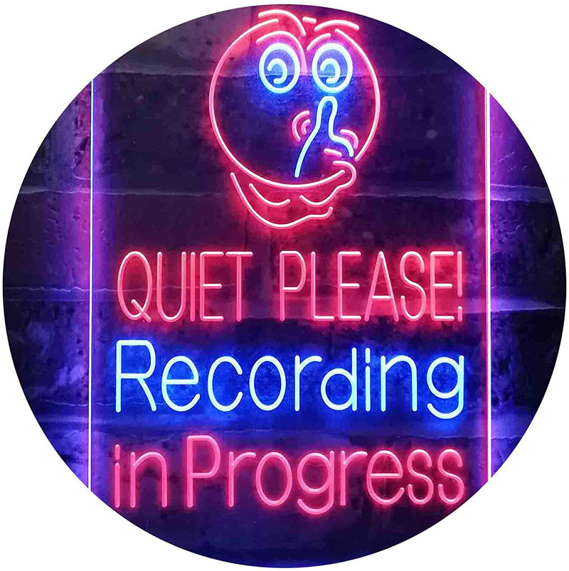 Quiet Please Recording in Progress Studio LED Light Sign - LED Gift Works