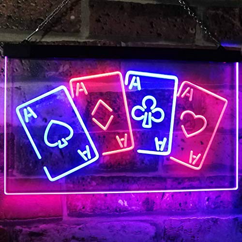 Four Aces Poker Casino LED Light Sign - Way Up Gifts