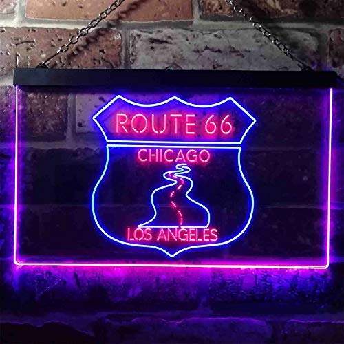 Chicago to Los Angeles Route 66 LED Light Sign - Way Up Gifts