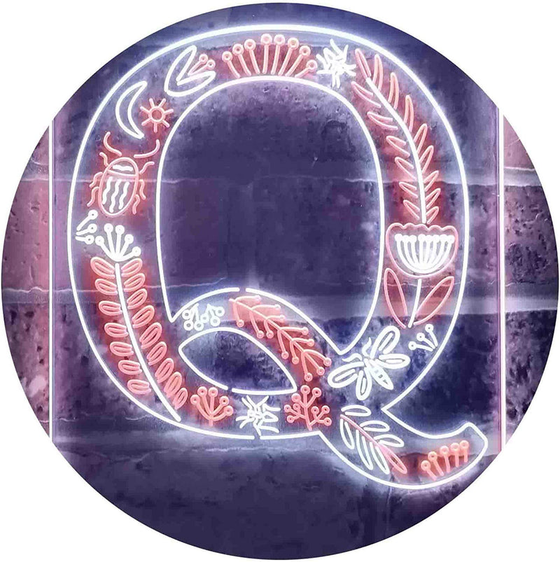 Family Name Letter Q Monogram Initial LED Light Sign - LED Gift Works