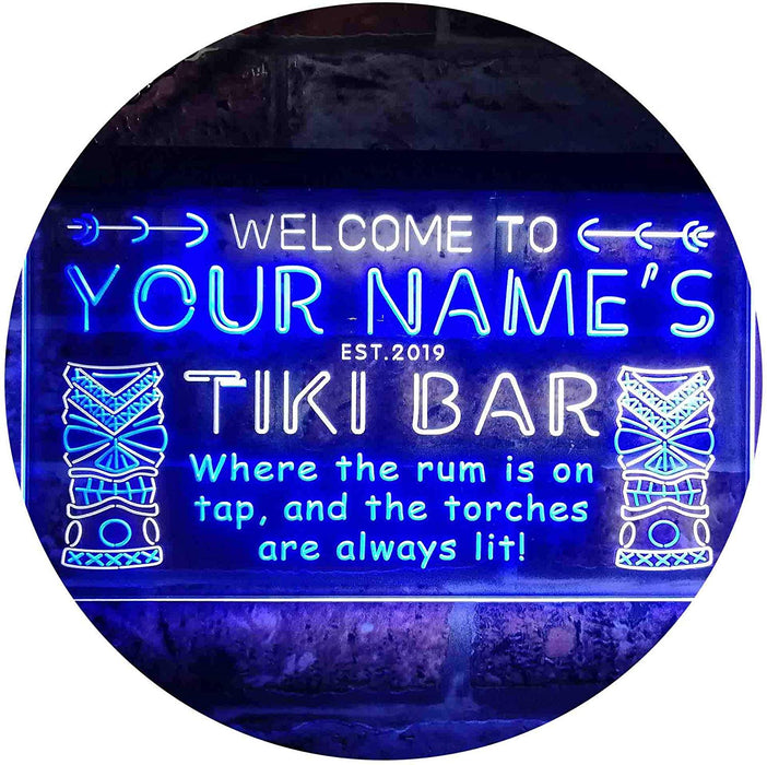 Personalized Tiki Bar LED Light Sign - Way Up Gifts