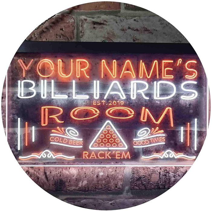 Personalized Pool Billiards Room LED Light Sign - Way Up Gifts