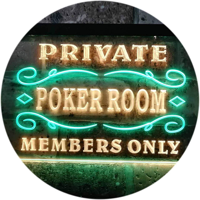 Private Poker Room Members Only LED Light Sign - Way Up Gifts