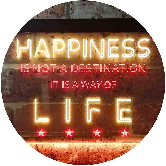 Happiness is a Way of Life Quotes Bedroom Decor LED Light Sign - Way Up Gifts