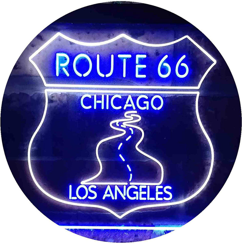Chicago to Los Angeles Route 66 LED Light Sign - LED Gift Works