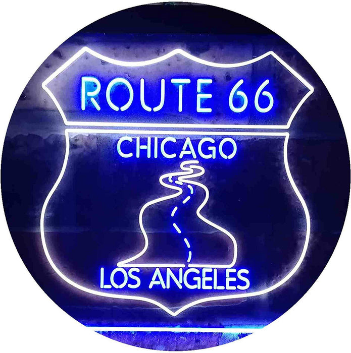 Chicago to Los Angeles Route 66 LED Light Sign - Way Up Gifts