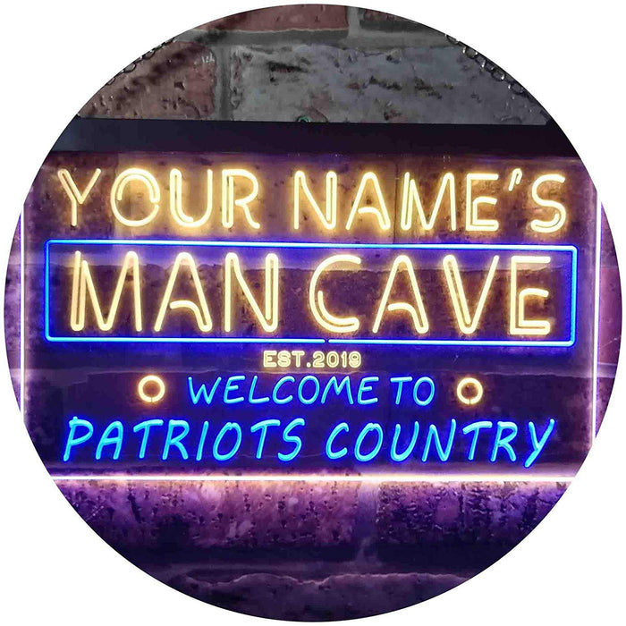 Personalized Patriots Country Man Cave LED Light Sign - Way Up Gifts