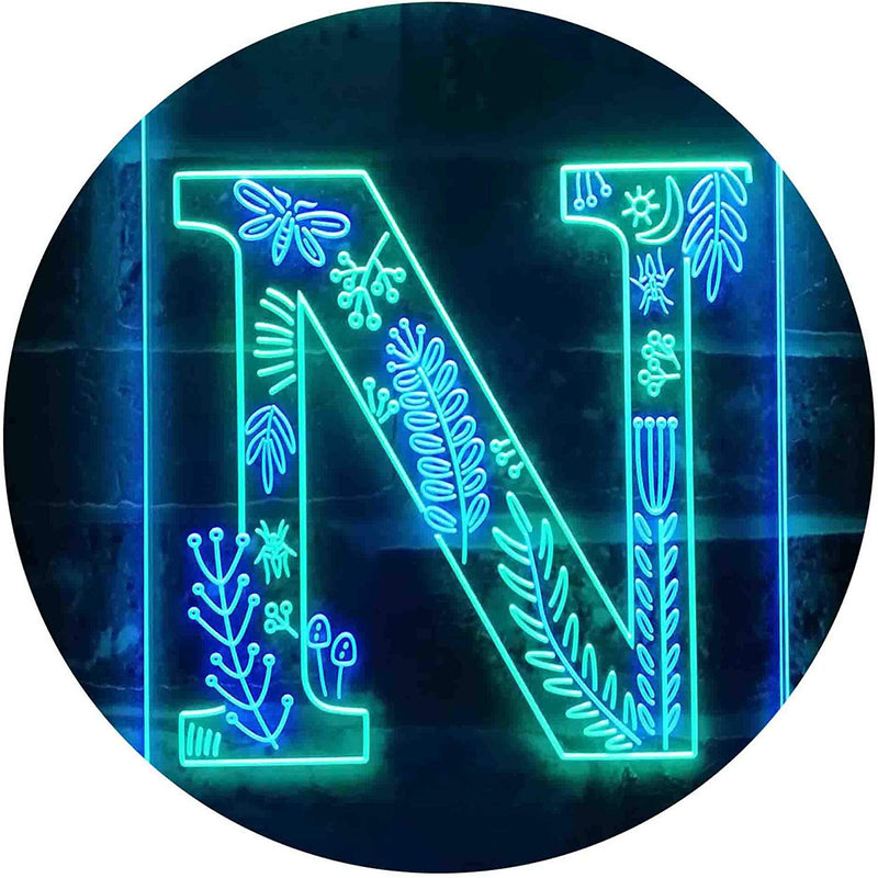 Family Name Letter N Monogram Initial LED Light Sign - LED Gift Works
