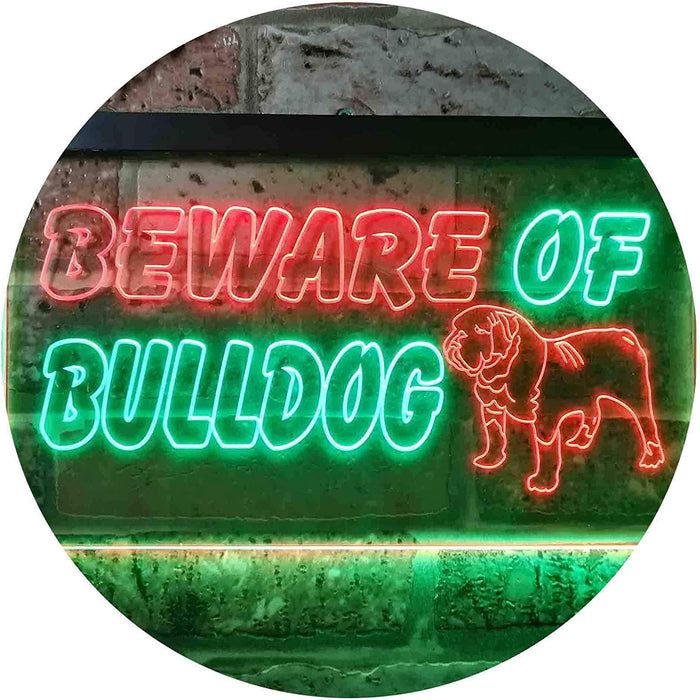 Beware of Bulldog LED Light Sign - Way Up Gifts