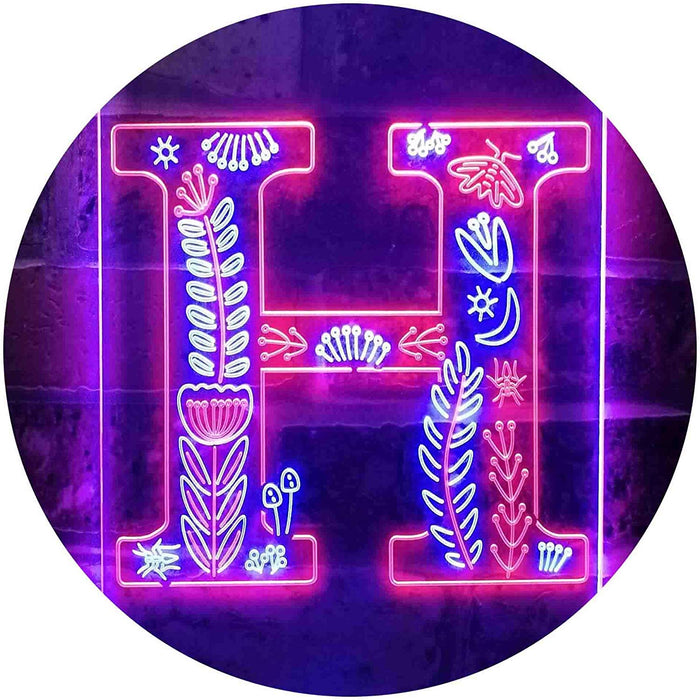 Family Name Letter H Monogram Initial LED Light Sign - Way Up Gifts