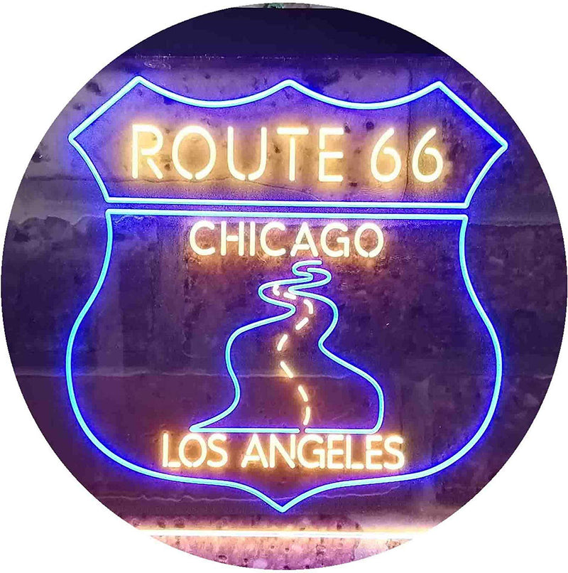 Chicago to Los Angeles Route 66 LED Light Sign - LED Gift Works