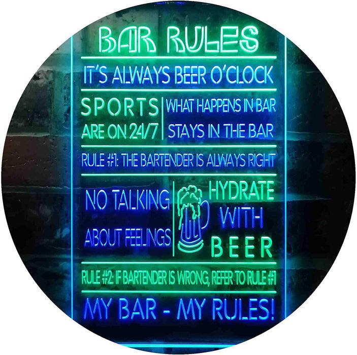 Bar Rules LED Light Sign - Way Up Gifts