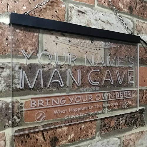Personalized Sports Baseball Theme Man Cave LED Light Sign - LED Gift Works