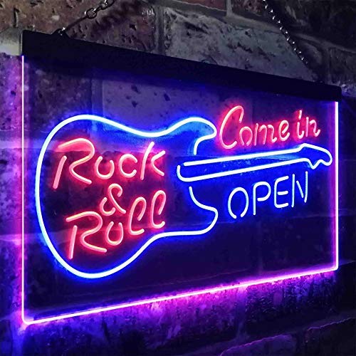 Come in Open Guitar Rock & Roll LED Light Sign - Way Up Gifts