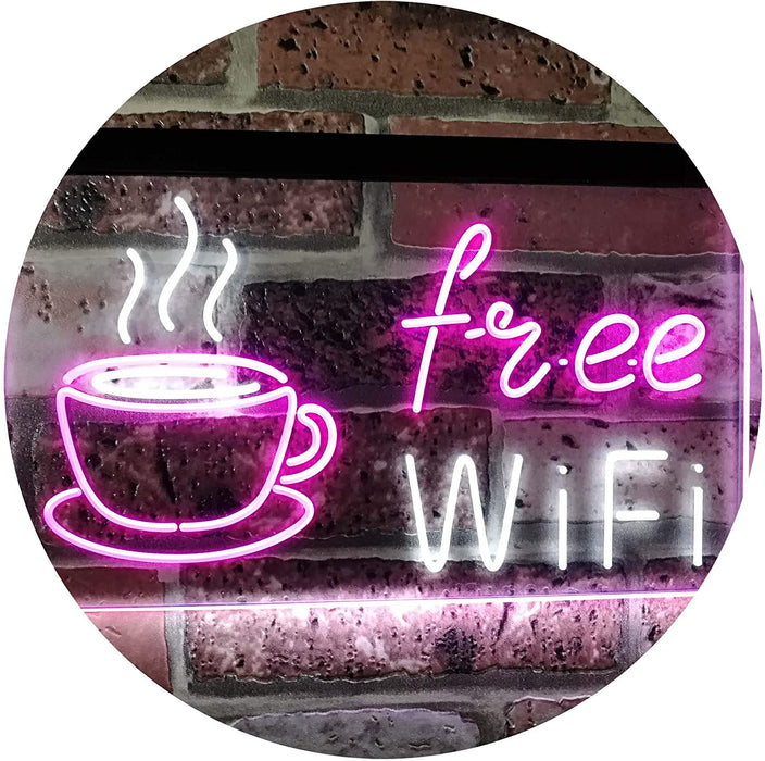 Cafe Coffee Free WiFi LED Light Sign - Way Up Gifts