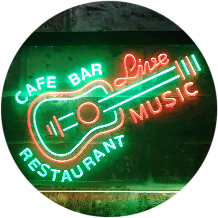 Guitar Cafe Bar Restaurant Live Music LED Light Sign - Way Up Gifts