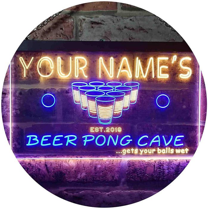 Personalized Beer Pong Man Cave LED Light Sign - Way Up Gifts