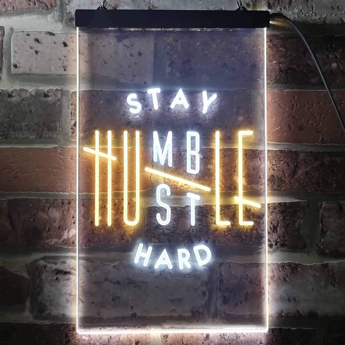 Motivational Quote Stay Humble Hustle Hard LED Light Sign - Way Up Gifts