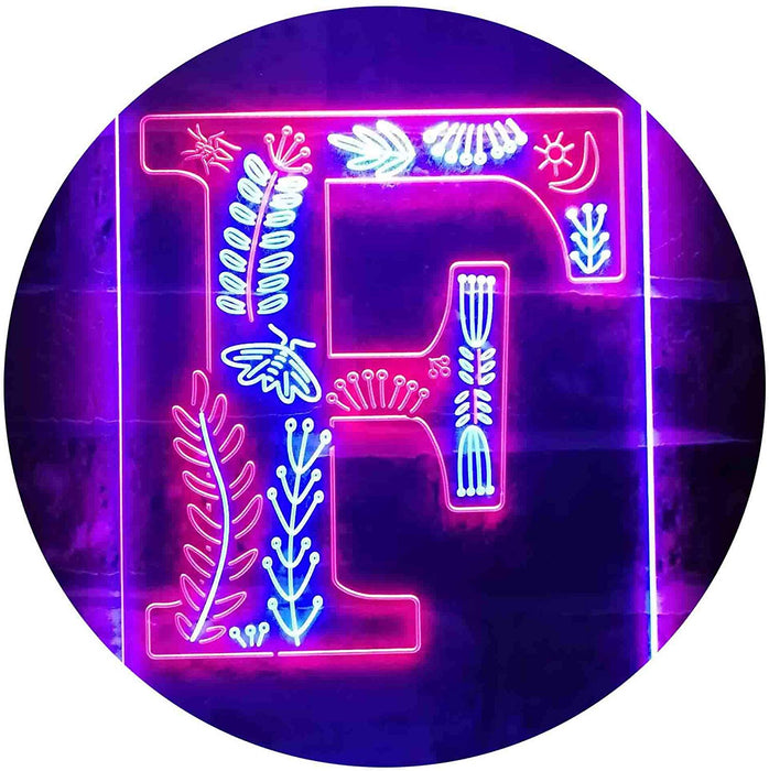 Family Name Letter F Monogram Initial LED Light Sign - Way Up Gifts