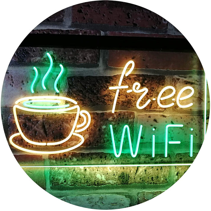Cafe Coffee Free WiFi LED Light Sign - Way Up Gifts