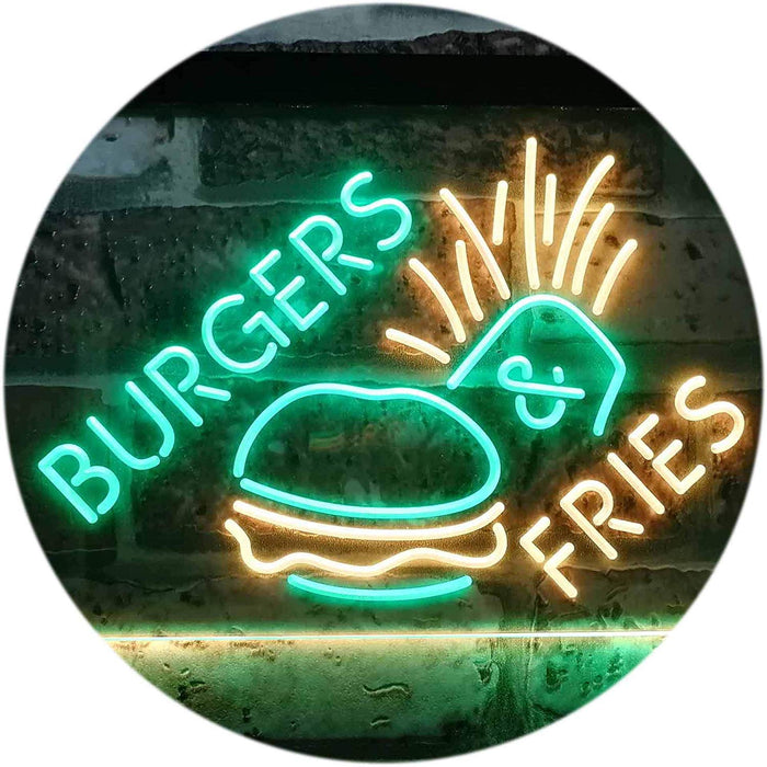 Hamburgers Burgers Fries LED Light Sign - Way Up Gifts