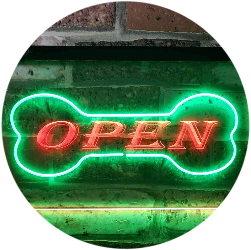 Open Dog Bone Grooming Pet Shop LED Light Sign - LED Gift Works