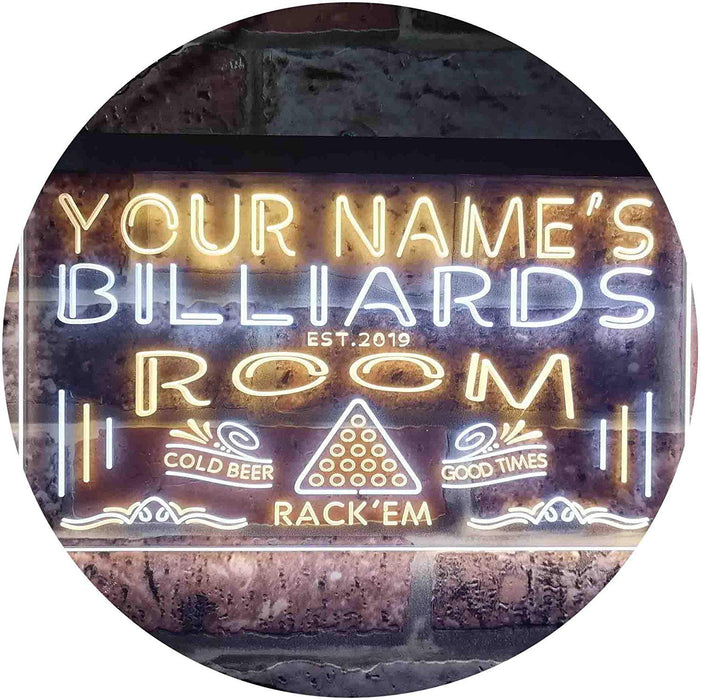 Personalized Pool Billiards Room LED Light Sign - Way Up Gifts