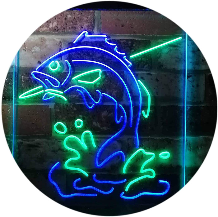 Fish on Hook Fishing Bait Store Cabin Decor LED Light Sign - Way Up Gifts