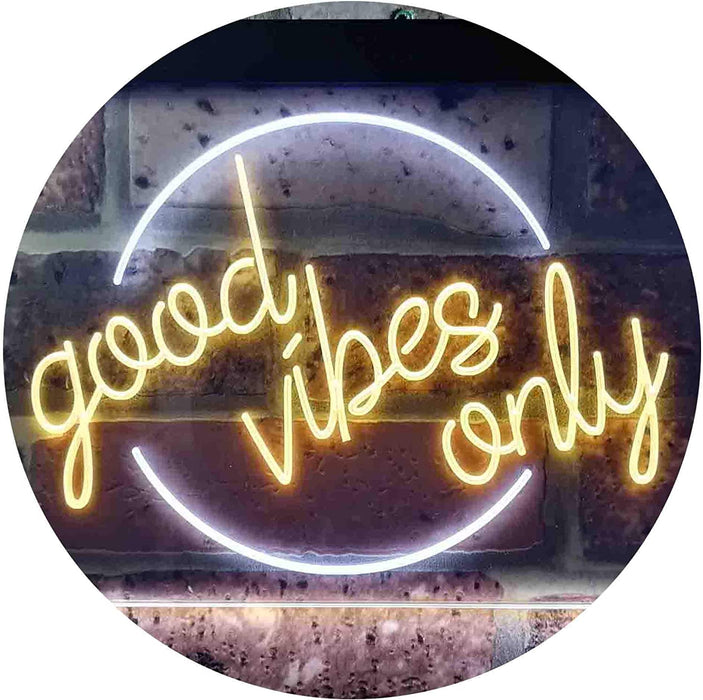 Good Vibes Only Circle LED Light Sign - Way Up Gifts