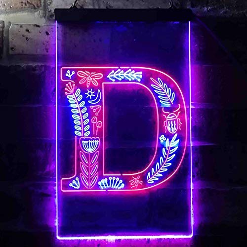 Family Name Letter D Monogram Initial LED Light Sign - Way Up Gifts