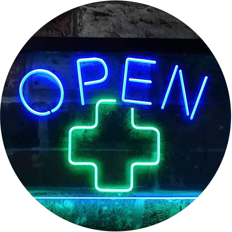 Open Medical Cross Dispensary LED Light Sign - LED Gift Works