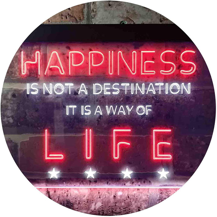 Happiness is a Way of Life Quotes Bedroom Decor LED Light Sign - Way Up Gifts