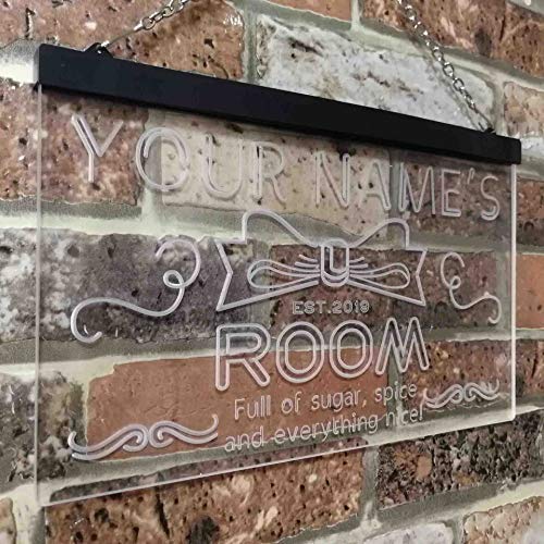Personalized Sugar Spice Everything Nice Girl Room Decor LED Light Sign - Way Up Gifts