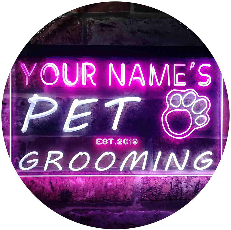 Personalized Paw Print Pet Grooming LED Light Sign - LED Gift Works