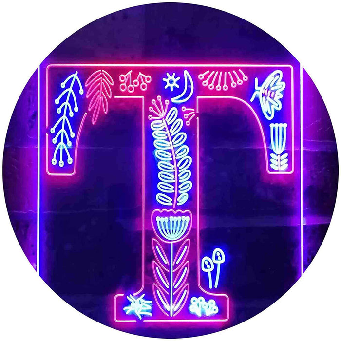Family Name Letter T Monogram Initial LED Light Sign - Way Up Gifts