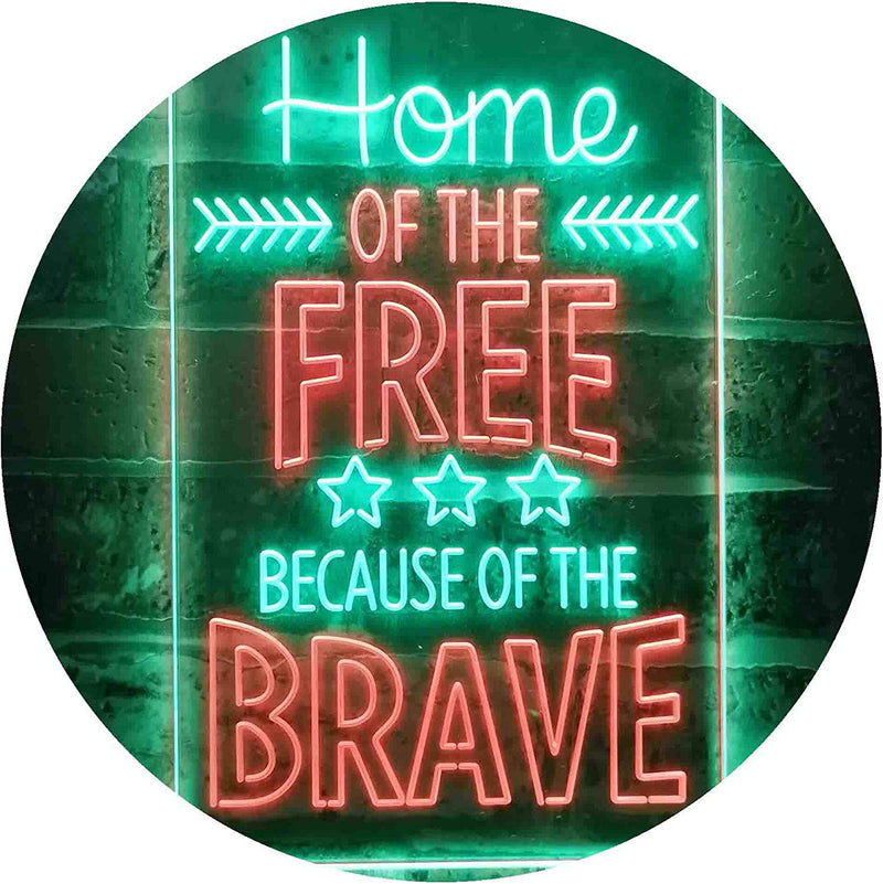 USA Home of The Free Because of The Brave LED Light Sign - LED Gift Works