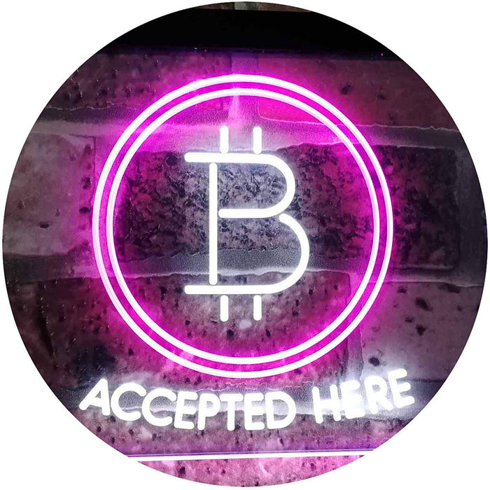 Bitcoin Accepted Here LED Light Sign - Way Up Gifts