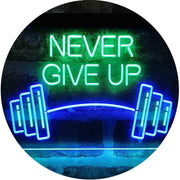 Never Give Up Weight Train Fitness Gym LED Light Sign - LED Gift Works
