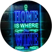 Home is Where The Wine is Humor Quote LED Light Sign - LED Gift Works