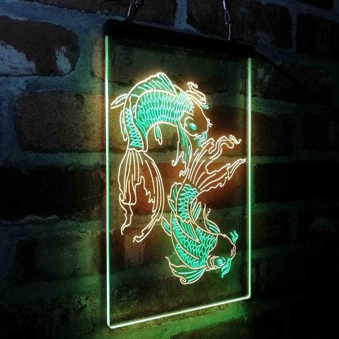 Koi Fish Tattoo Line Art LED Light Sign - Way Up Gifts