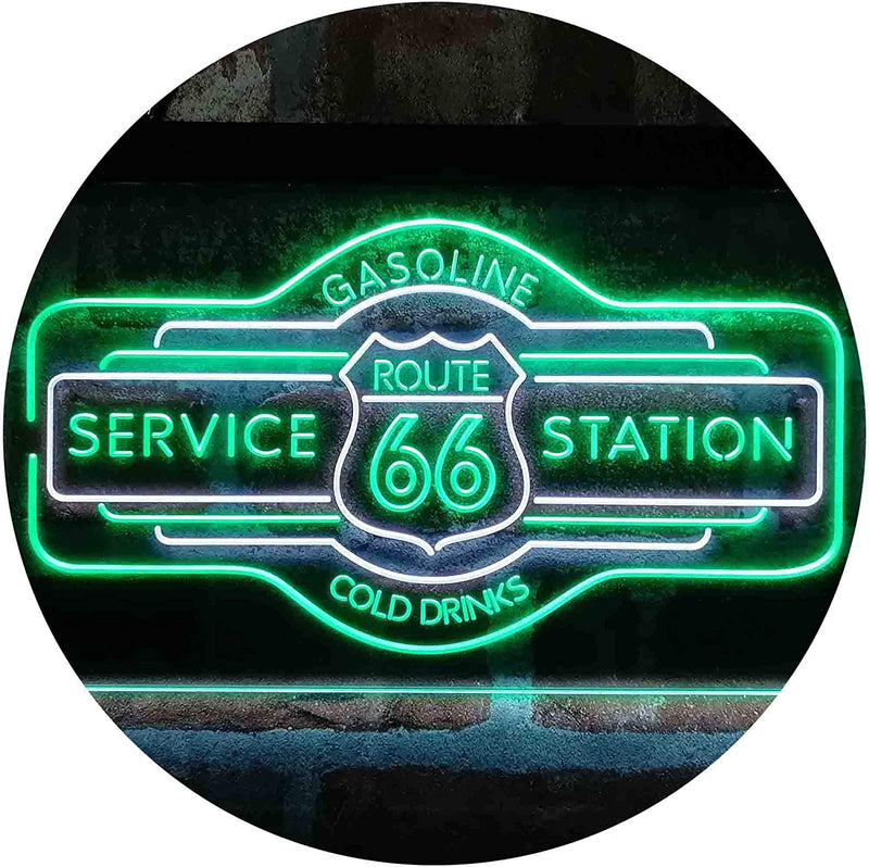 Route 66 Gasoline Station Cold Drinks LED Light Sign - LED Gift Works
