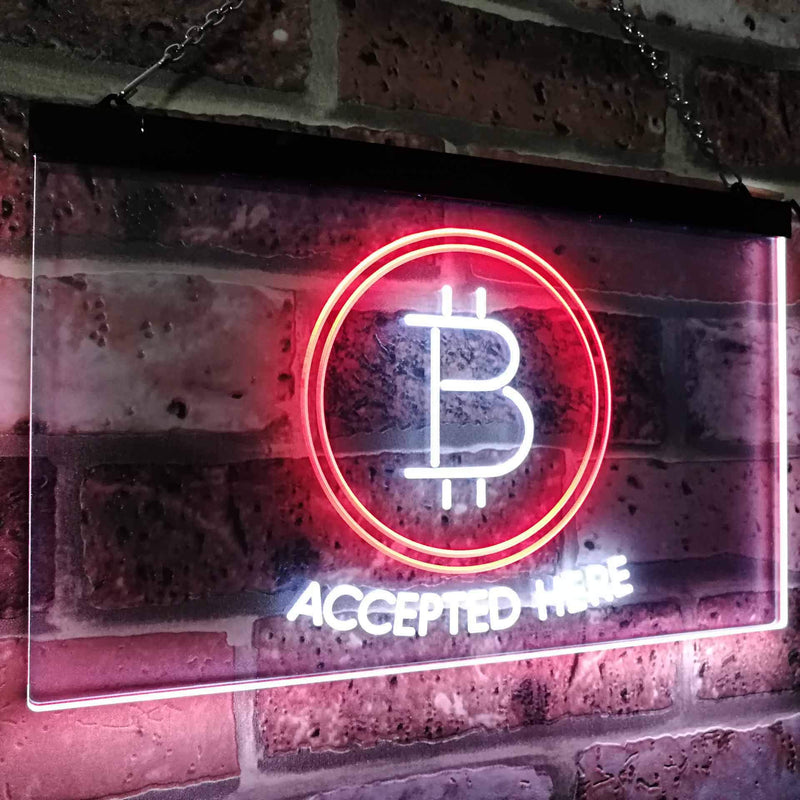 Bitcoin Accepted Here LED Light Sign - LED Gift Works