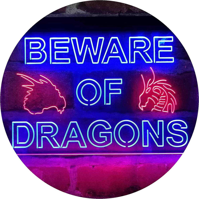 Beware of Dragon Kid Room Decoration LED Light Sign - LED Gift Works