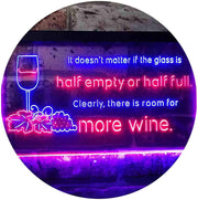 Funny Alcohol Quote Drinking Half Empty Full Wine Bar LED Light Sign - LED Gift Works