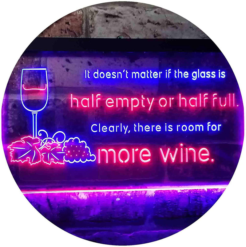 Funny Alcohol Quote Drinking Half Empty Full Wine Bar LED Light Sign - LED Gift Works